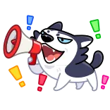 📣 chó, loa phóng thanh, phim hoạt hình, động vật, husky telegram sticker