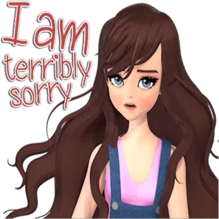 😰 I am terribly sorry desculpa, perdão, desenho animado, mulher, menina telegram sticker