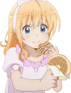 😃 Anime, Gadis, Donat, Rambut Pirang, Makanan, Lucu, Kawaii telegram sticker
