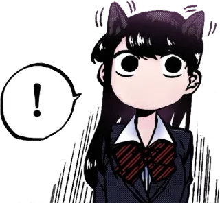 ❗️ Komi Shouko Komi Can't Communicate ! Anime, Manga, Komi Can't Communicate, Komi Shouko, Oreilles de chat, Exclamation, Mignon telegram sticker