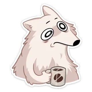 ☕ cane, cartone animato, caffè, mattina, stanco, animale telegram sticker
