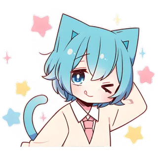 😉 อนิเมะ, มังงะ, แมว, คาวาอิ, น่ารัก, การ์ตูน telegram sticker