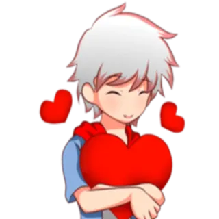 ❤️ anime, cartoon, cute, heart, love, boy telegram sticker