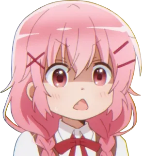 😲 Anime, Manga, Cartone animato, Ragazza, Capelli rosa, Carino, Kawaii telegram sticker