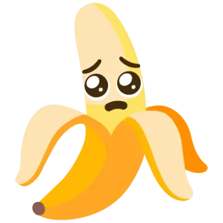 🥺 กล้วย, ผลไม้, การ์ตูน, น่ารัก, เศร้า, ปอกเปลือก, คาวาอิ telegram sticker