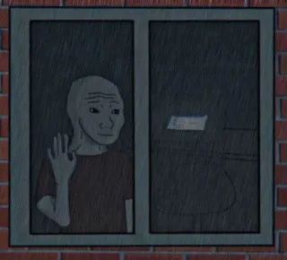 🌧 wojak, meme, loneliness, rain, window, sad telegram sticker