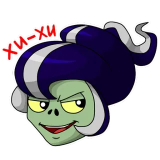 😈 хи-хи-хи dibujo animado, cabeza, pelo, cara, expresión, sonrisa, pegatina whatsapp sticker