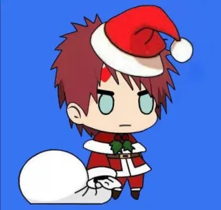 🎅 Gaara Naruto Gaara, Naruto, Noël, Père Noël, Anime, Manga, Dessin animé, Festif whatsapp sticker