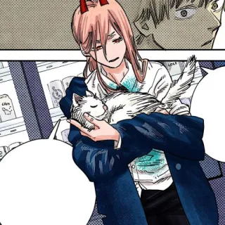 🗯 Power Chainsaw Man Power, Chainsaw Man, Anime, Manga, Gato, Gato Blanco, Personaje Ficticio whatsapp sticker