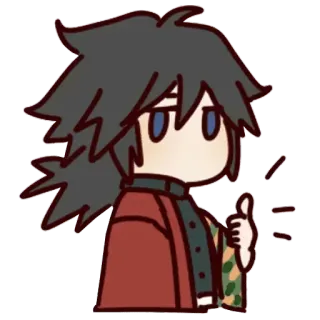 👍 Giyu Tomioka Demon Slayer anime, character, thumbs up, friendly, manga whatsapp sticker