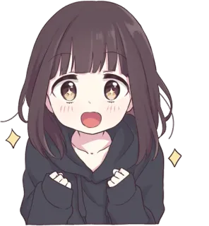 😳 Anime, Fille, Dessin animé, Mignon, Paillettes, Joyeux telegram sticker