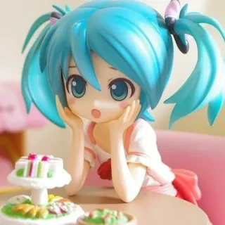 🥺 Hatsune Miku Anime, Mangá, Vocaloid, Hatsune Miku, Figura, Bolo, Kawaii whatsapp sticker