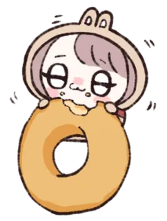 🦀 donut, eating, cute, hoodie, snack whatsapp sticker