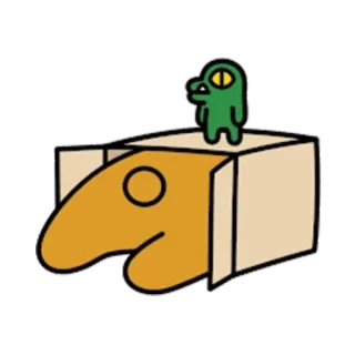 🙈 Desenho animado, Monstro, Criatura, Caixa, Engraçado, Fofo telegram sticker