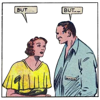👫 BUT..... BUT-- comic, couple, speech bubble, vintage, dialogue telegram sticker
