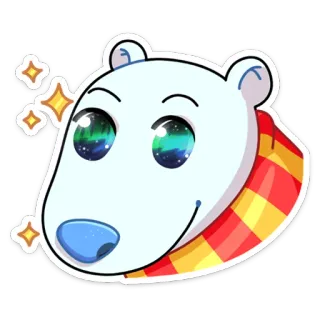 🤩 Eisbär, Cartoon, Tier, Schal, süß, Figur whatsapp sticker