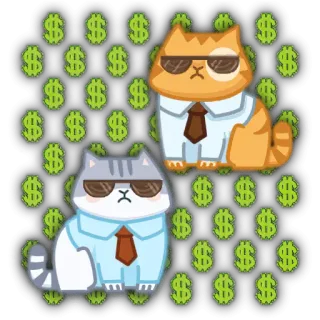 🤑 gatos, dinheiro, negócios, estilo, desenho animado telegram sticker