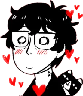 😍 Anime, Dibujos animados, Corazones, Gafas, Lindo, Sticker, Fanart telegram sticker