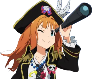 😉 anime, pirata, ragazza, cartone animato, telescopio, teschio, cappello telegram sticker