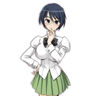 🙂 Anime, Garota, Uniforme escolar, Óculos, Personagem telegram sticker