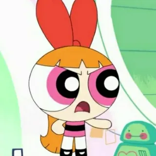 🎀 Blossom Powerpuff Girls Blossom, Powerpuff Girls, kartun, marah, karakter telegram sticker