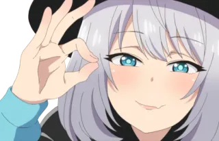 👌 Anime, Dziewczyna, Ok, Gest, Słodki, Uśmiechnięta telegram sticker