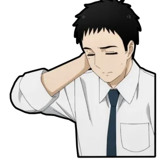 😞 อนิเมะ, ผู้ชาย, ตัวละคร, อารมณ์, กังวล, เหนื่อย telegram sticker