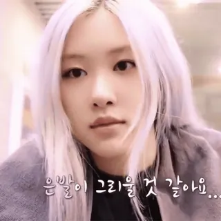 🐚 은발이 그리울 것 같아요... корейский, серебряные волосы, женщина, портрет whatsapp sticker