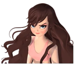 😠 dessin animé, femme, en colère, fille, cheveux bruns, expression whatsapp sticker