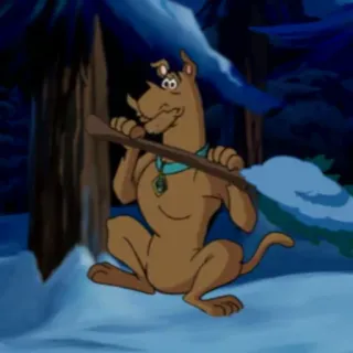 😰 Scooby Doo dog, cartoon, scooby doo, winter, forest, animated telegram sticker