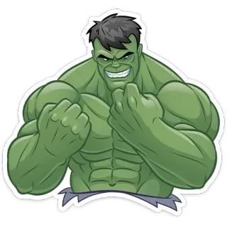 💪 Hulk Hulk, Marvel, Super-herói, Verde, Bravo, Musculoso telegram sticker