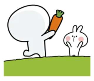 😌 Cartoon, Personage, Konijn, Wortel, Schattig, Illustratie telegram sticker