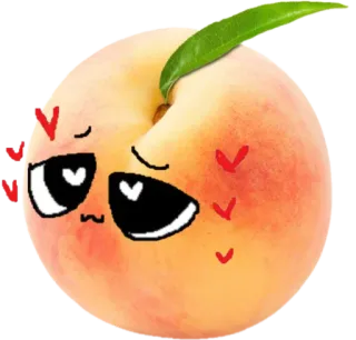 🥰 pêssego, fruta, kawaii, fofo, comida, adesivo telegram sticker