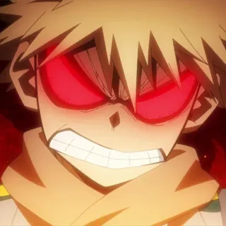 💥 Katsuki Bakugo My Hero Academia Anime, My Hero Academia, Katsuki Bakugo, Marah, Mata merah, Ledakan, Kartun whatsapp sticker
