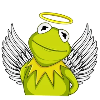 😇 Kermit kermit the frog, angel, halo, muppets, frog, wings, cartoon telegram sticker