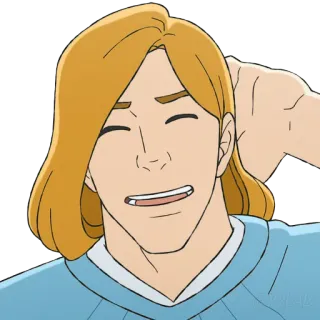 😅 dessin animé, personnage, cheveux blonds, personne, animation telegram sticker