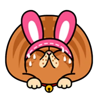 😓 кот, кролик, животное, милый, стикер, оранжевый, пот, уши whatsapp sticker