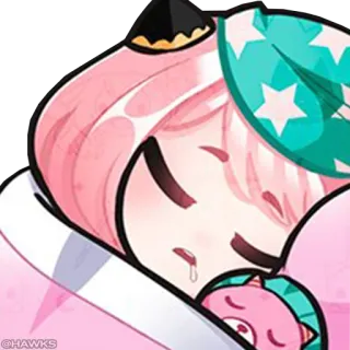 😴 @HAWKS Anime, schlafend, süß, Cartoon, rosa Haare telegram sticker