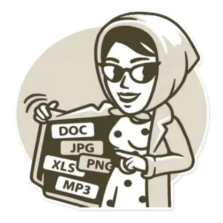 🔵 DOC
JPG
XLS
PNG
MP3 Tipos de archivo, Documentos, Imagen, Hoja de cálculo, Audio, Mujer, Presentación telegram sticker