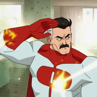 🌐 Omni-Man Invincible Superheld, Animation, Gruß, Viltrumit, Umhang telegram sticker