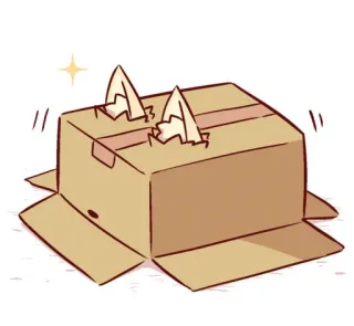 🦊 gato, caixa, caixa de papelão, gatinho, fofo, animal, orelhas telegram sticker