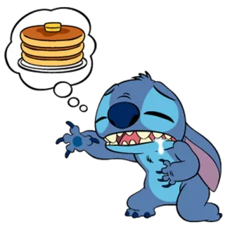 🍪 Stitch traurig, Pfannkuchen, Disney, hungrig, Cartoon, süß telegram sticker