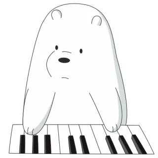 🎹 Ice Bear We Bare Bears Мультфильм, Белый медведь, Пианино, Музыка, Животное, Милый telegram sticker