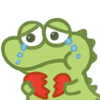 💔 crocodile, sad, broken heart, tears, cartoon, animal telegram sticker