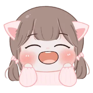 😆 schattig, cartoon, meisje, kattenoren, kawaii telegram sticker