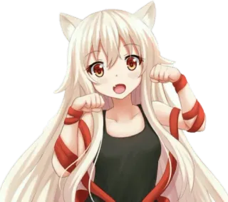 😻 อนิเมะสาว, หูแมว, น่ารัก, มังงะ, คาวาอิ, ตัวละคร, ภาพประกอบ telegram sticker