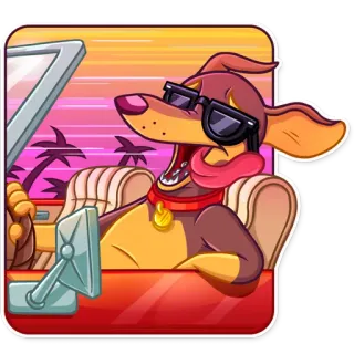 😎 สุนัข, ขับรถ, แว่นกันแดด, สัตว์, การ์ตูน, สัตว์เลี้ยง, รถ, สนุก telegram sticker