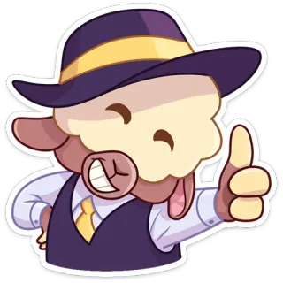 👍 sheep, character, hat, animal, cartoon telegram sticker