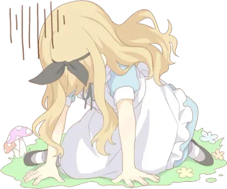 😰 Alice Alice in Wonderland alice, anime, kawaii, triste, chorando, loira, fofo telegram sticker