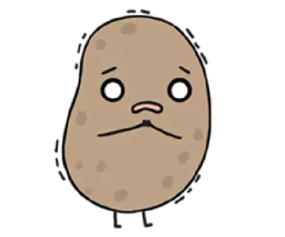 😨 potato, cartoon, vegetable, sad, cute, food telegram sticker